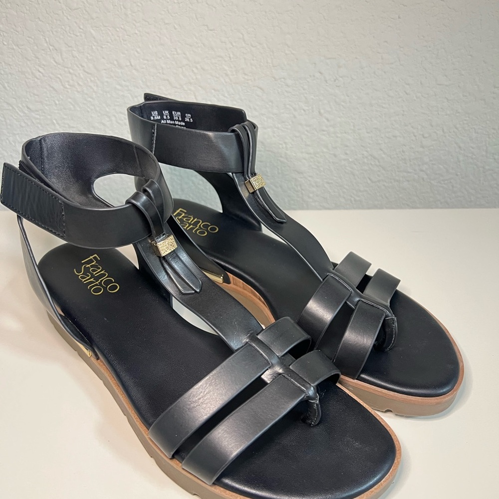 Franco Sarto Black Ankle Strap Sandals